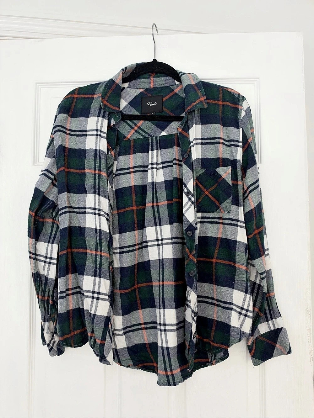 Rails Hunter Plaid Button-Up Shirt Green & White Small